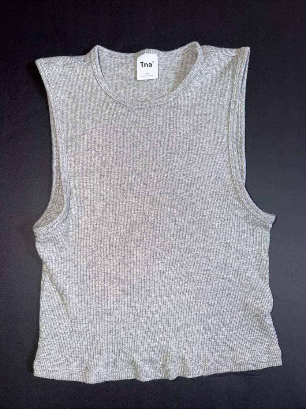 TNA Gray Ribbed Sleeveless Crop Tank